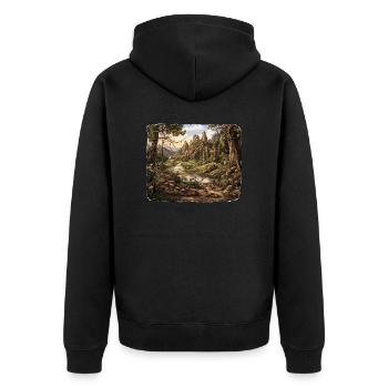 Paysage - Illustration - Veste à capuche bio Premium Unisexe - noir - Dos - Nico (187cm)