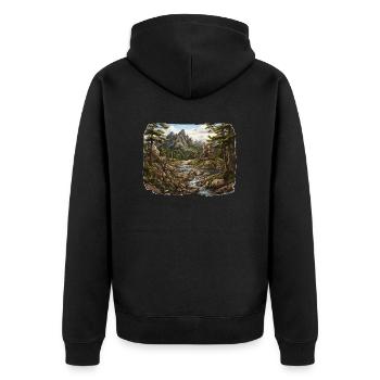 Paysage - Illustration - Veste à capuche bio Premium Unisexe - noir - Dos - Nico (187cm)