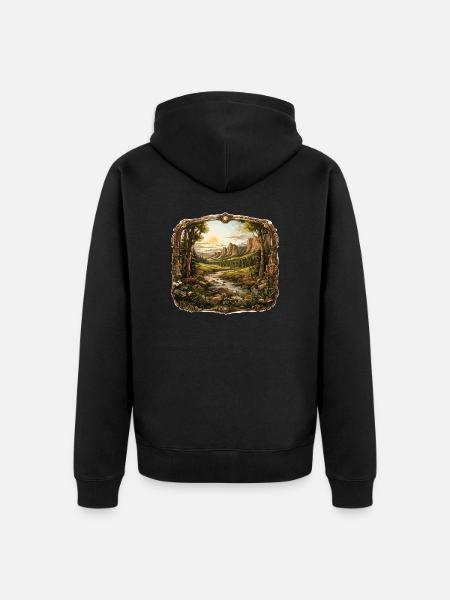 Landschaft - Illustration - Unisex Premium Bio Zip Hoodie - Schwarz