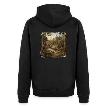 Paysage - Illustration - Veste à capuche bio Premium Unisexe - noir - Dos - Nico (187cm)