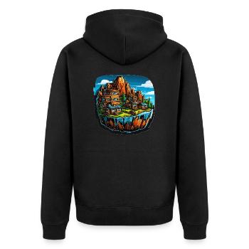 Paysage - Illustration - Veste à capuche bio Premium Unisexe - noir - Dos - Nico (187cm)