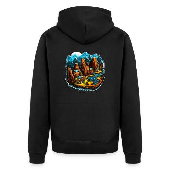Paysage - Illustration - Veste à capuche bio Premium Unisexe - noir - Dos - Nico (187cm)