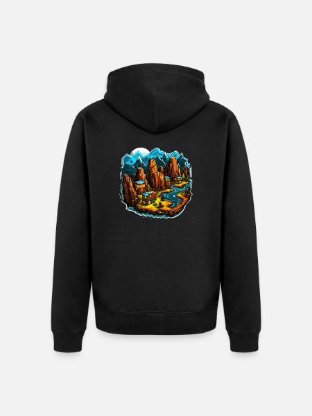 Landscape - Illustration - Unisex Premium Organic Zip Hoodie - black