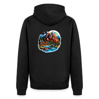 Paysage - Illustration - Veste à capuche bio Premium Unisexe - noir - Dos - Nico (187cm)