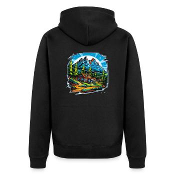 Paysage - Illustration - Veste à capuche bio Premium Unisexe - noir - Dos - Nico (187cm)