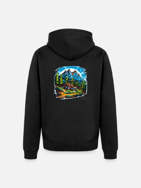 Landscape - Illustration - Unisex Premium Organic Zip Hoodie - black