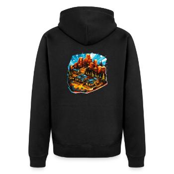 Paysage - Illustration - Veste à capuche bio Premium Unisexe - noir - Dos - Nico (187cm)