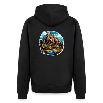 Paysage - Illustration - Veste à capuche bio Premium Unisexe - noir - Dos - Nico (187cm)