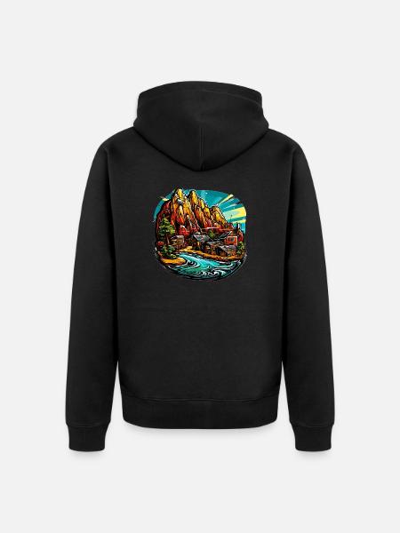 Landschaft - Illustration - Unisex Premium Bio Zip Hoodie - Schwarz