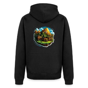 Paysage - Illustration - Veste à capuche bio Premium Unisexe - noir - Dos - Nico (187cm)