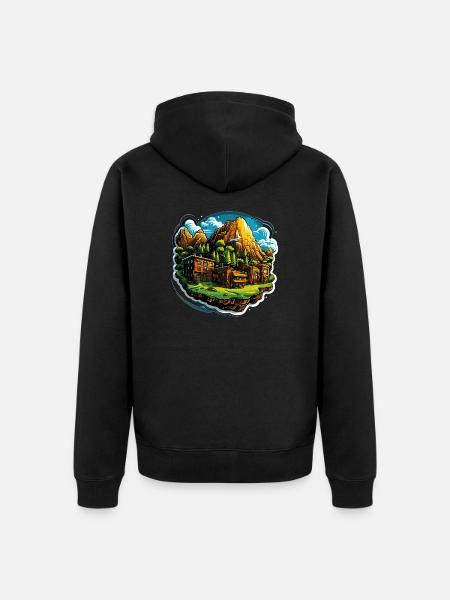 Paysage - Illustration - Veste à capuche bio Premium Unisexe - noir