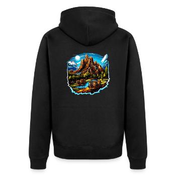 Paysage - Illustration - Veste à capuche bio Premium Unisexe - noir - Dos - Nico (187cm)