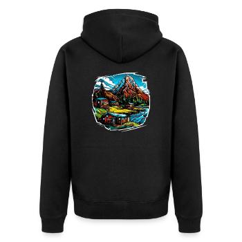 Paysage - Illustration - Veste à capuche bio Premium Unisexe - noir - Dos - Nico (187cm)