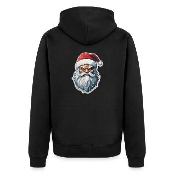 Weihnachtsmann - Illustration - Unisex Premium Bio Zip Hoodie - Schwarz - Hinten - Nico (187cm)