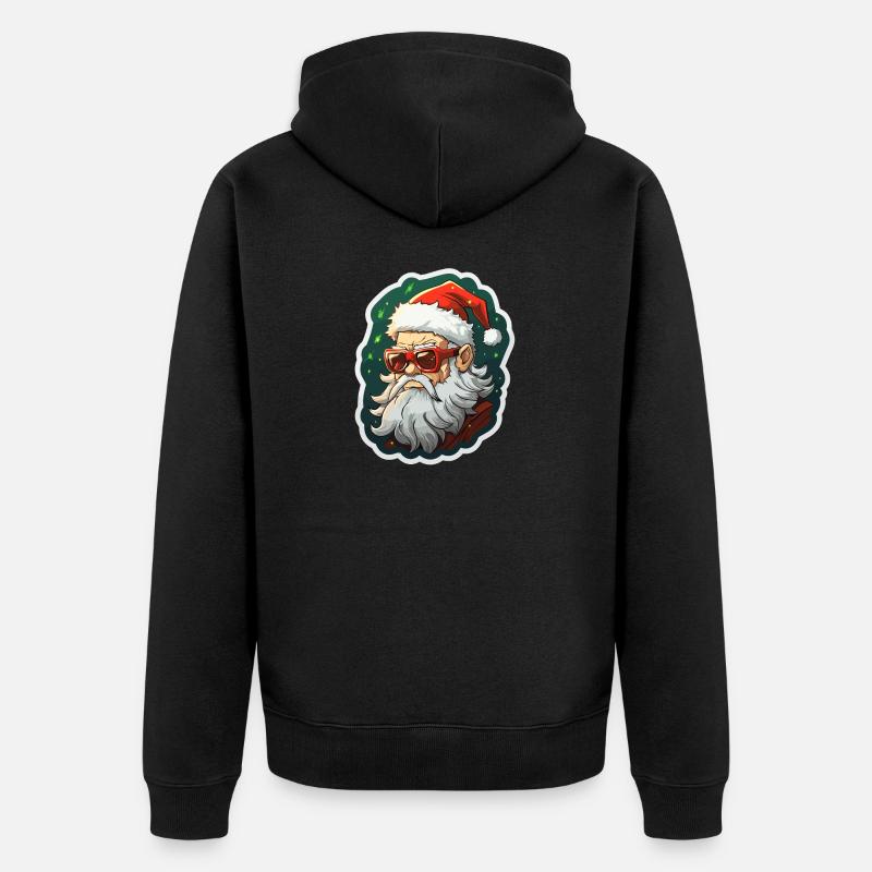 Weihnachtsmann - Illustration - Unisex Premium Bio Zip Hoodie - Schwarz