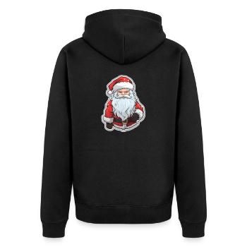 Weihnachtsmann - Illustration - Unisex Premium Bio Zip Hoodie - Schwarz - Hinten - Nico (187cm)