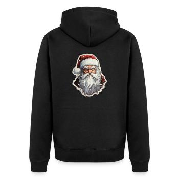 Weihnachtsmann - Illustration - Unisex Premium Bio Zip Hoodie - Schwarz - Hinten - Nico (187cm)