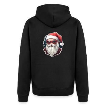 Weihnachtsmann - Illustration - Unisex Premium Bio Zip Hoodie - Schwarz - Hinten - Nico (187cm)