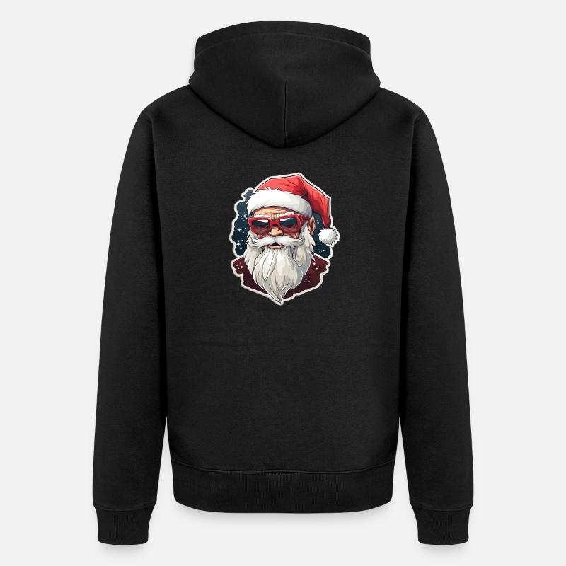 Weihnachtsmann - Illustration - Unisex Premium Bio Zip Hoodie - Schwarz