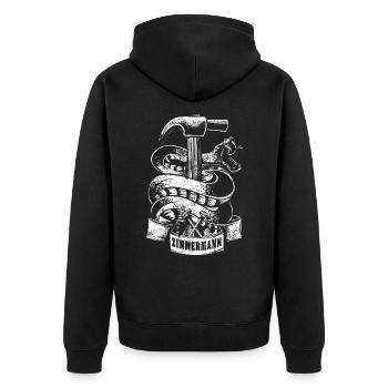 Zimmermann - Unisex Premium Bio Zip Hoodie - Schwarz - Hinten - Nico (187cm)
