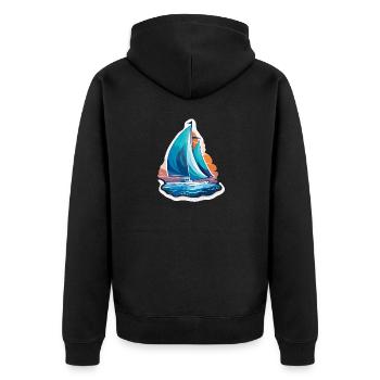 Segelboot - Illustration - Unisex Premium Bio Zip Hoodie - Schwarz - Hinten - Nico (187cm)