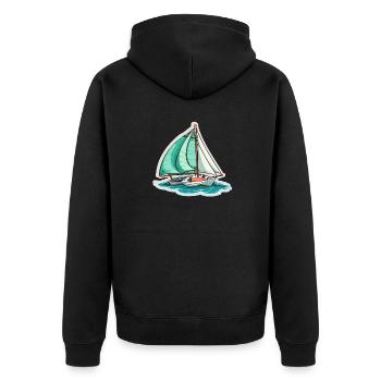 Segelboot - Illustration - Unisex Premium Bio Zip Hoodie - Schwarz - Hinten - Nico (187cm)