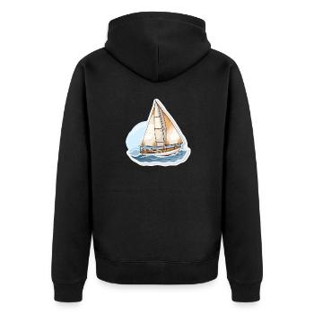 Segelboot - Illustration - Unisex Premium Bio Zip Hoodie - Schwarz - Hinten - Nico (187cm)