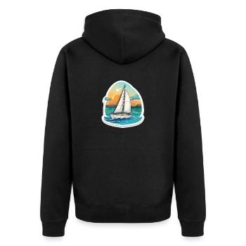 Segelboot - Illustration - Unisex Premium Bio Zip Hoodie - Schwarz - Hinten - Nico (187cm)