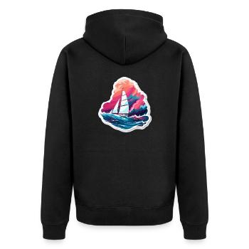 Segelboot - Illustration - Unisex Premium Bio Zip Hoodie - Schwarz - Hinten - Nico (187cm)