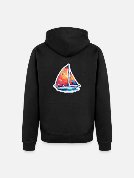 Sailboat - illustration - Unisex Premium Organic Zip Hoodie - black