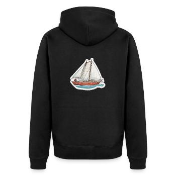 Segelboot - Illustration - Unisex Premium Bio Zip Hoodie - Schwarz - Hinten - Nico (187cm)