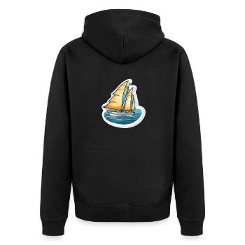 Segelboot - Illustration - Unisex Premium Bio Zip Hoodie - Schwarz - Hinten - Nico (187cm)