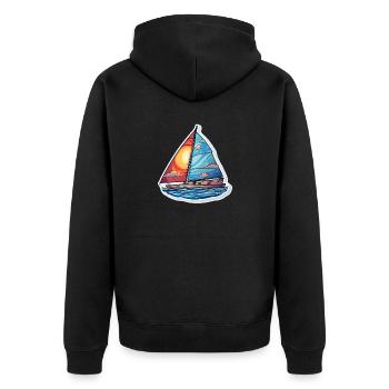 Segelboot - Illustration - Unisex Premium Bio Zip Hoodie - Schwarz - Hinten - Nico (187cm)