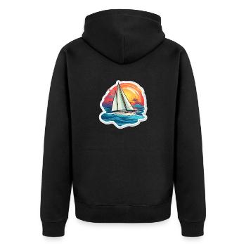 Segelboot - Illustration - Unisex Premium Bio Zip Hoodie - Schwarz - Hinten - Nico (187cm)