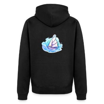 Segelboot - Illustration - Unisex Premium Bio Zip Hoodie - Schwarz - Hinten - Nico (187cm)
