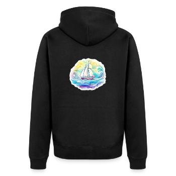 Segelboot - Illustration - Unisex Premium Bio Zip Hoodie - Schwarz - Hinten - Nico (187cm)