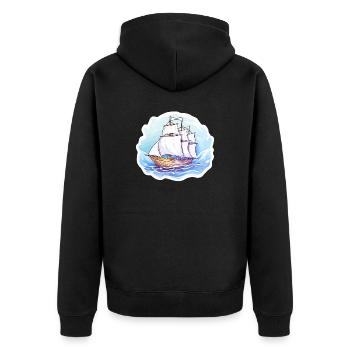 Segelboot - Illustration - Unisex Premium Bio Zip Hoodie - Schwarz - Hinten - Nico (187cm)