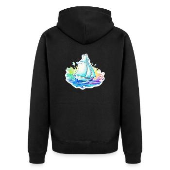 Segelboot - Illustration - Unisex Premium Bio Zip Hoodie - Schwarz - Hinten - Nico (187cm)