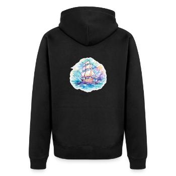 Segelboot - Illustration - Unisex Premium Bio Zip Hoodie - Schwarz - Hinten - Nico (187cm)