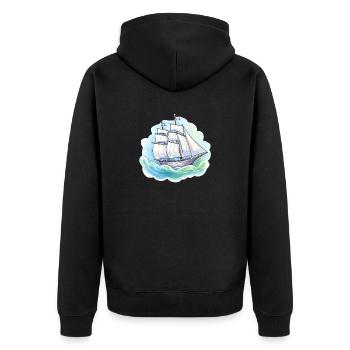 Segelboot - Illustration - Unisex Premium Bio Zip Hoodie - Schwarz - Hinten - Nico (187cm)