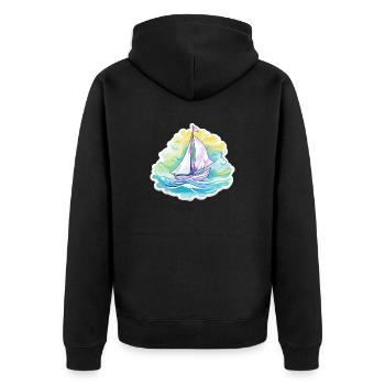 Segelboot - Illustration - Unisex Premium Bio Zip Hoodie - Schwarz - Hinten - Nico (187cm)