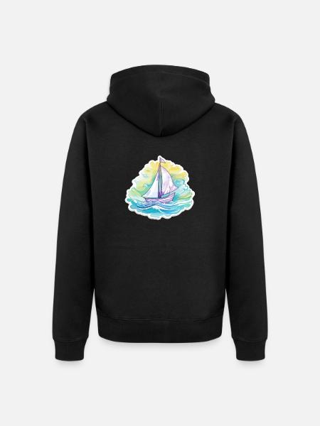 Sailboat - illustration - Unisex Premium Organic Zip Hoodie - black