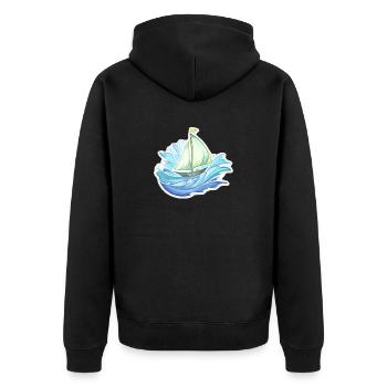 Segelboot - Illustration - Unisex Premium Bio Zip Hoodie - Schwarz - Hinten - Nico (187cm)