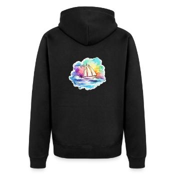 Segelboot - Illustration - Unisex Premium Bio Zip Hoodie - Schwarz - Hinten - Nico (187cm)