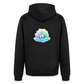 Segelboot - Illustration - Unisex Premium Bio Zip Hoodie - Schwarz - Hinten - Nico (187cm)