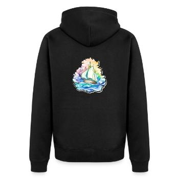 Segelboot - Illustration - Unisex Premium Bio Zip Hoodie - Schwarz - Hinten - Nico (187cm)