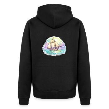 Segelboot - Illustration - Unisex Premium Bio Zip Hoodie - Schwarz - Hinten - Nico (187cm)
