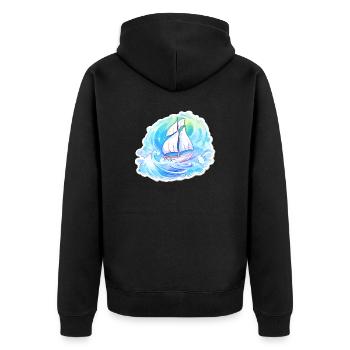 Segelboot - Illustration - Unisex Premium Bio Zip Hoodie - Schwarz - Hinten - Nico (187cm)