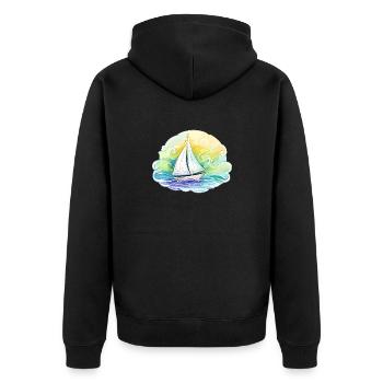 Segelboot - Illustration - Unisex Premium Bio Zip Hoodie - Schwarz - Hinten - Nico (187cm)