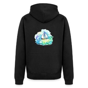 Segelboot - Illustration - Unisex Premium Bio Zip Hoodie - Schwarz - Hinten - Nico (187cm)
